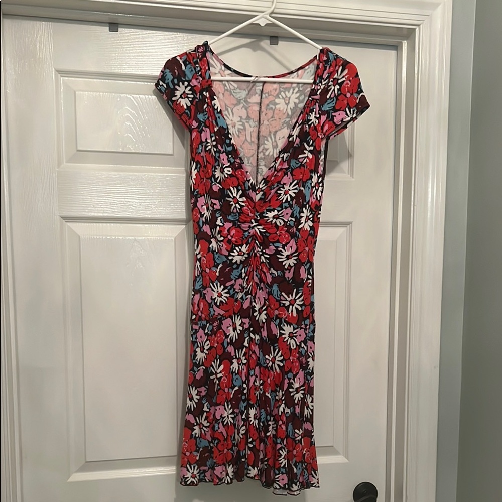 Free People Floral Mini Dress - Red and Pink